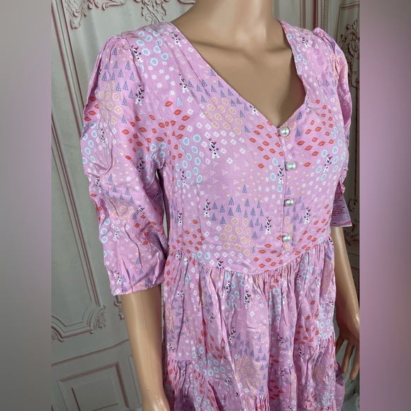 Disney Park Frozen Pink Dress For Adult Olaf Figured Size Small WDW NEW Ana Elsa - Picture 5 of 16
